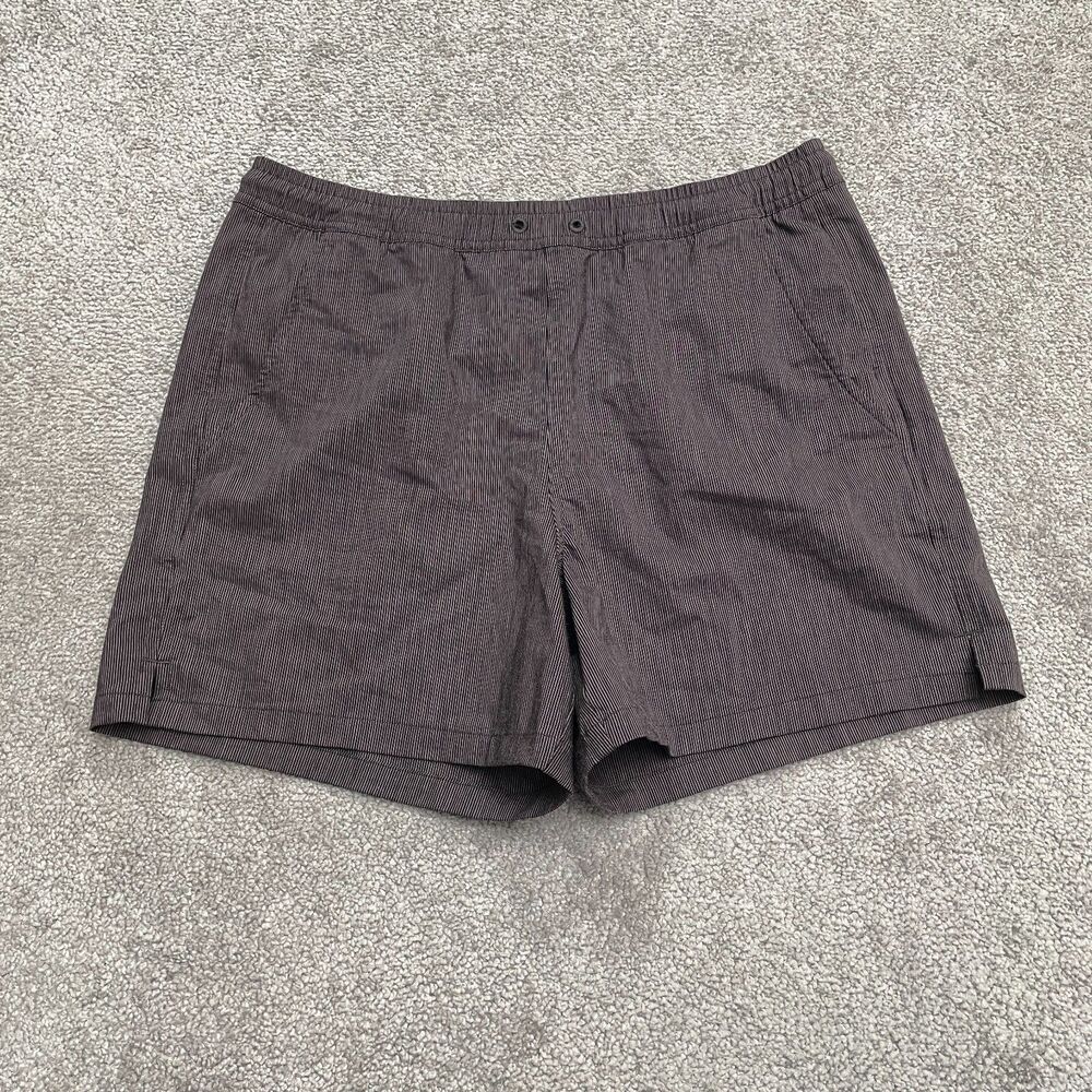 Athleta Marin 5" Board Shorts Womens Small Brown Black Pinstriped Pockets Casual